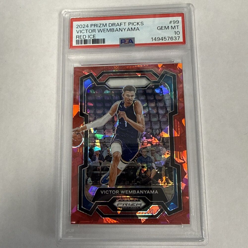 2024 PANINI PRIZM DRAFT PICKS RED ICE #99 VICTOR WEMBANYAMA PSA 10